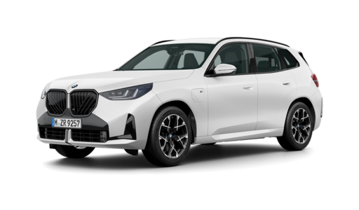 A white BMW X2 plug-in hybrid SUV with license plate NZR 2597, featuring black accents, BMW grille, and 20-inch wheels, displayed on a black background with colored borders.